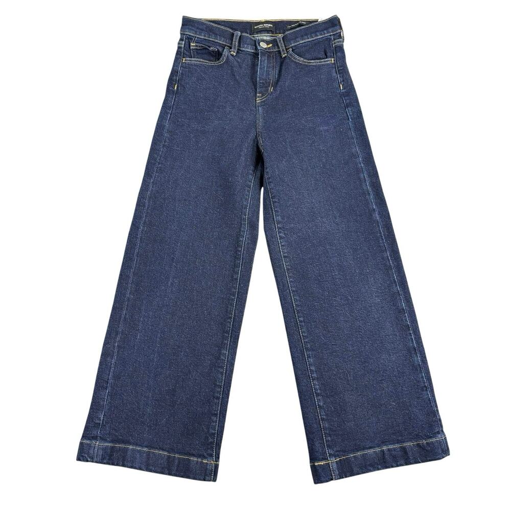 Banana Republic Premium Denim High-Rise Wide-Leg Crop Jeans Size 25 90s Style